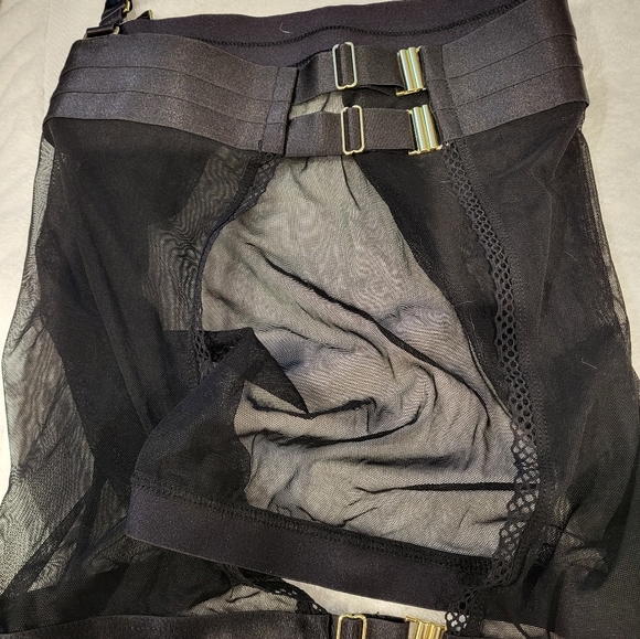 PLUS Garter Skirt & Bralette in Mesh, Hooks, Satin (2-Piece Set) - Picture 8 of 16